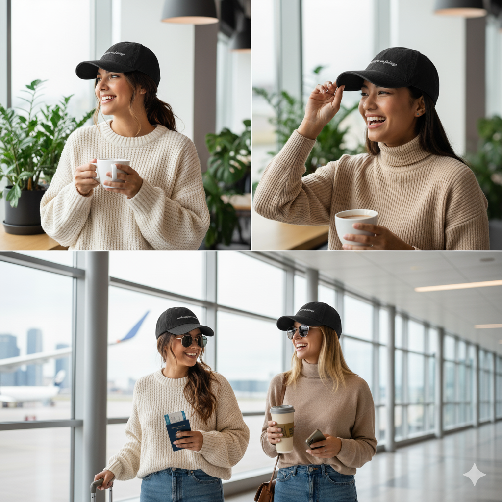 Catching Flights Not Feelings Denim Hat