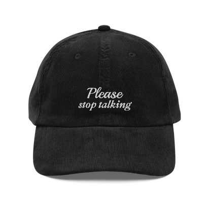 Black corduroy baseball hat with 