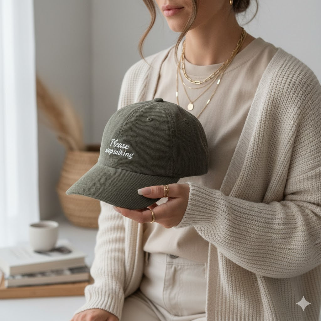 Please Stop Talking Corduroy Hat