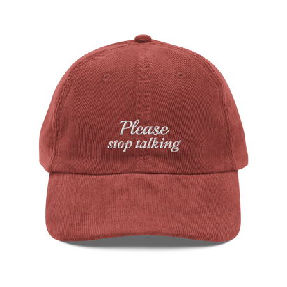Red corduroy baseball hat with 